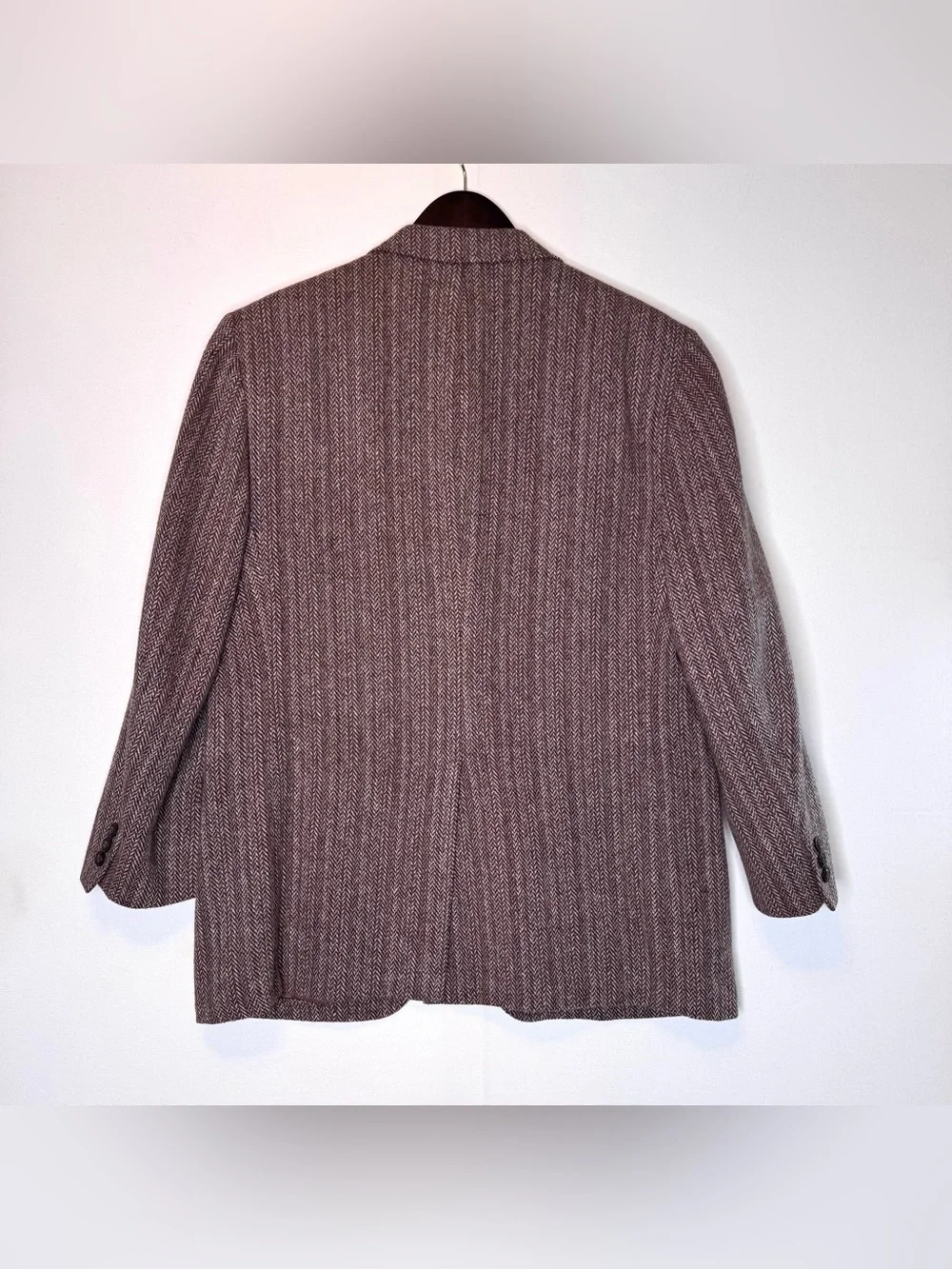 VTG Bradmore Woolf Brothers Brown Tweed Blazer size 42R men’s wool herringbone